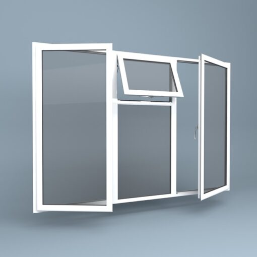 uPVC Window - Vent Over Fixed Centre - Side Hung Left & Right