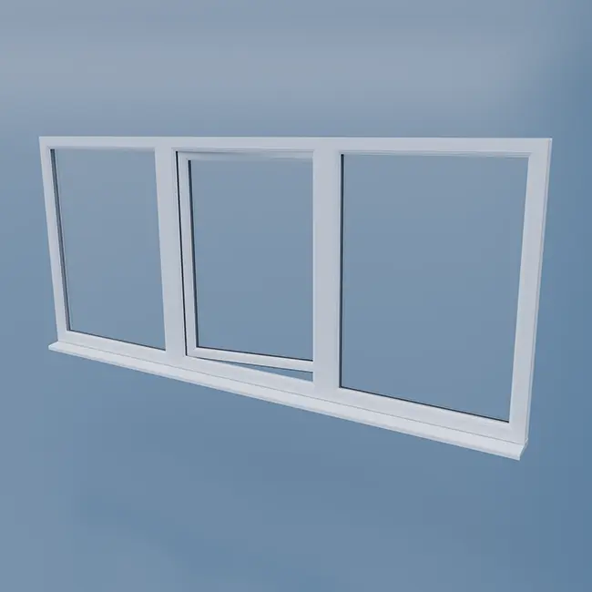 uPVC Tilt and Turn Window - Left Open Centre - Fixed Left/Right - Double Glazing
