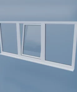 uPVC Tilt and Turn Window - Left Open Centre - Fixed Left/Right - Tilt - Double Glazing