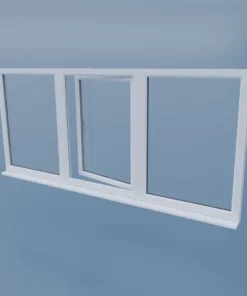 uPVC Tilt and Turn Window - Right Open Centre - Fixed Left/Right - Double Glazing