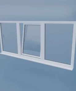 uPVC Tilt and Turn Window - Right Open Centre - Fixed Left/Right - Tilt - Double Glazing