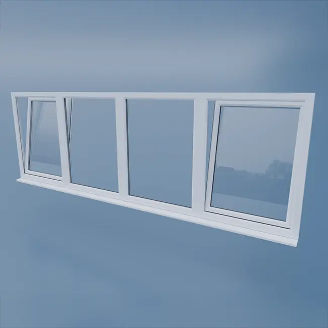 uPVC Tilt and Turn Window - Two Centre Fixed - Open Left/Right -Tilt - Double Glazing